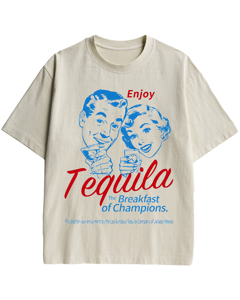 TheRetroTee Enjoy Tequila The Breakfast Of Champions 1950s Cotton T-Shirt