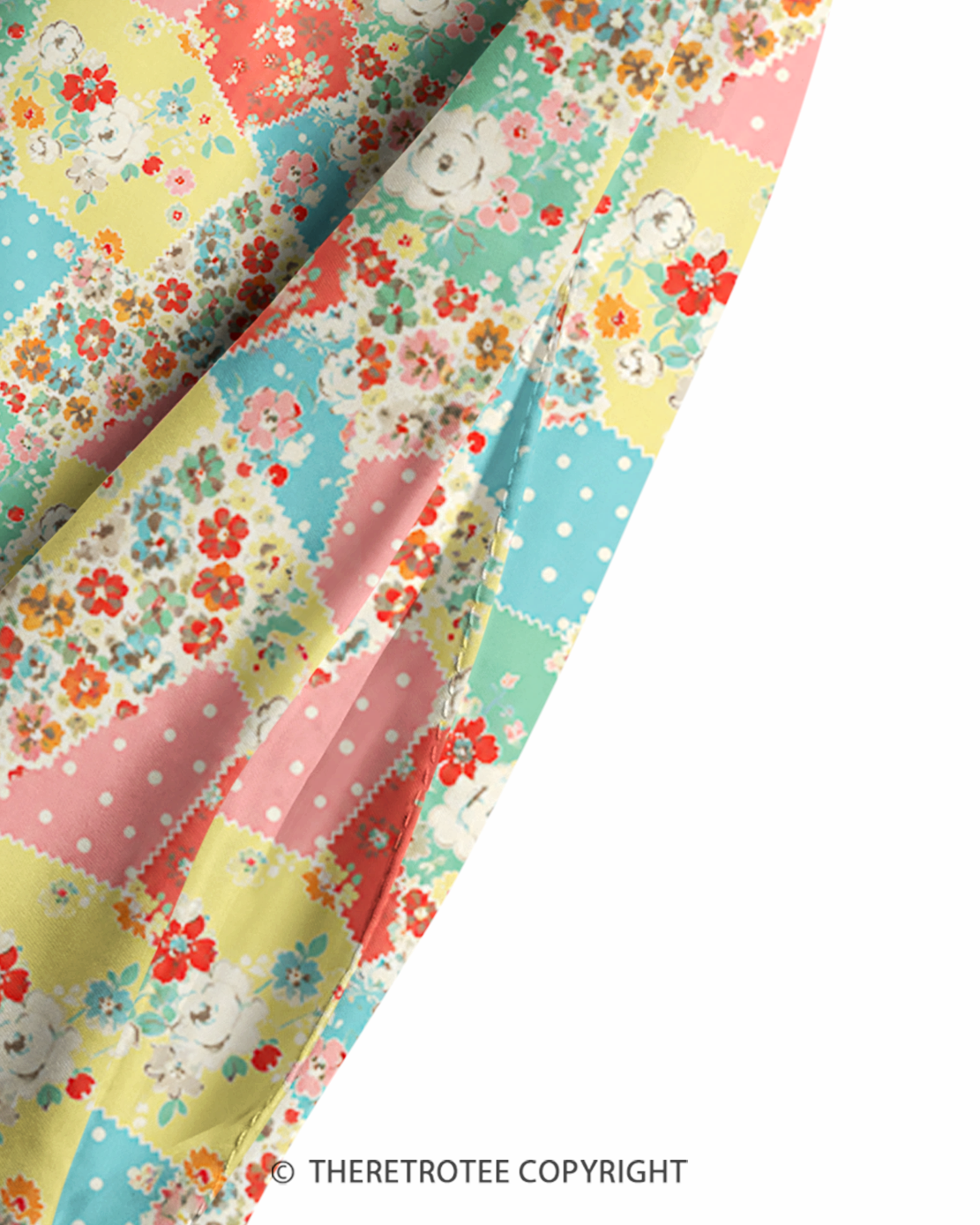 TheRetroTee Granny’s Garden Patchwork 1980s Strappy Maxi Dress