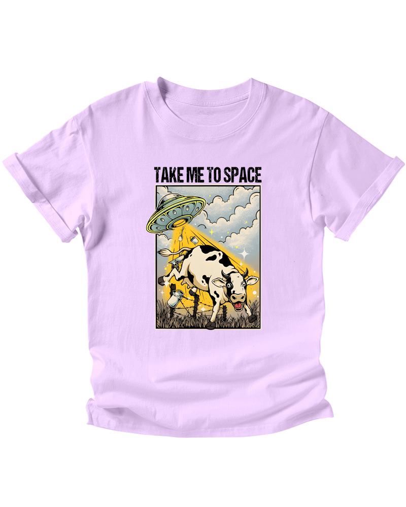 TheRetroTee Take Me To Space Cow Abduction 1950s Kids T-Shirt