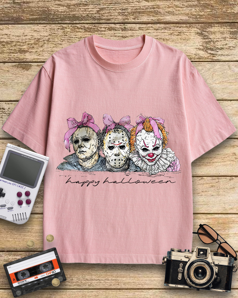 TheRetroTee Happy Halloween 1980s Cotton T-Shirt