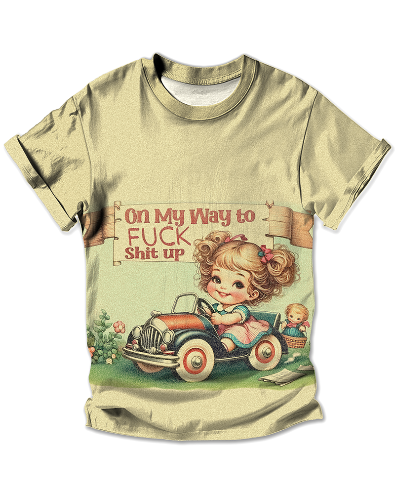 TheRetroTee Girls Printed All-Over Print T-Shirt