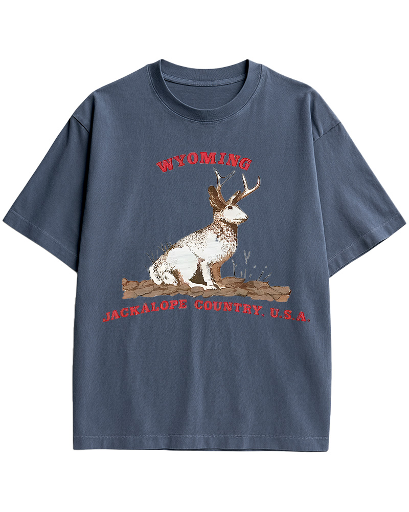 TheRetroTee 60's Vintage Wyoming Jackalope Country Cotton T-Shirt