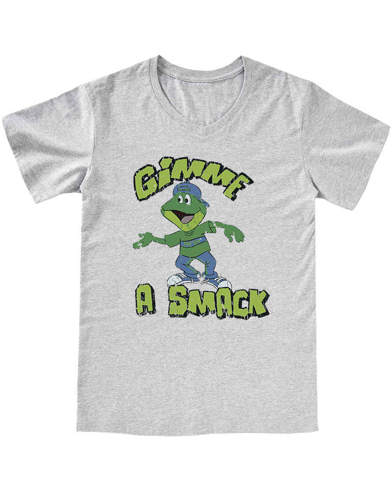 TheRetroTee Gimme A Smack Soft Adult 1970s V-neck T-Shirt