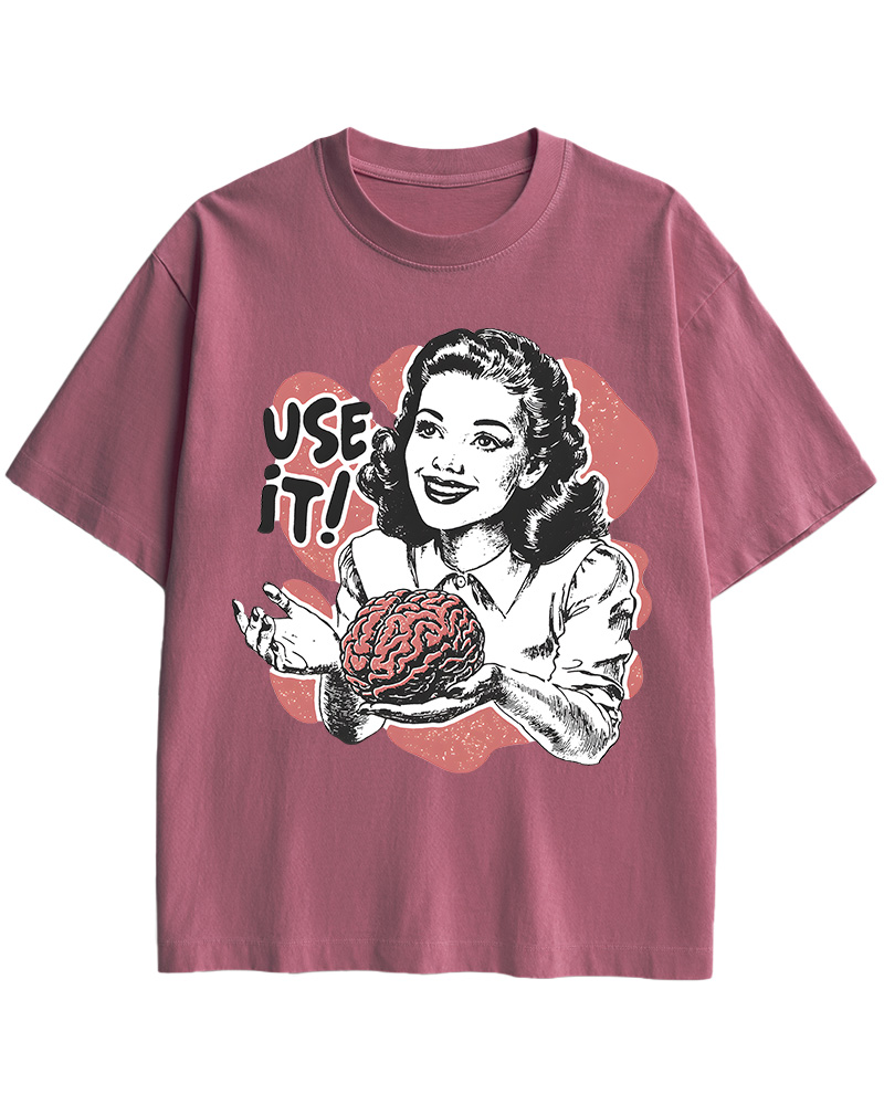 TheRetroTee Use Your Brain Sarcastic 1950s Cotton T-Shirt
