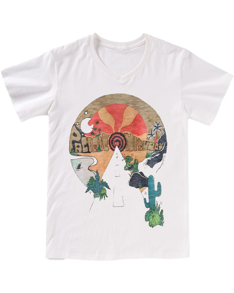 TheRetroTee Open Road Pacific Highway V-neck T-Shirt