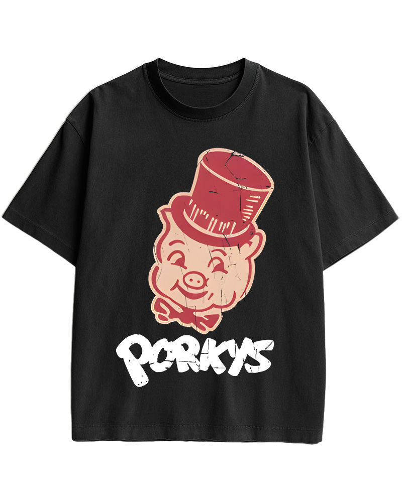 TheRetroTee Whimsical Pig 1960s Cotton T-Shirt