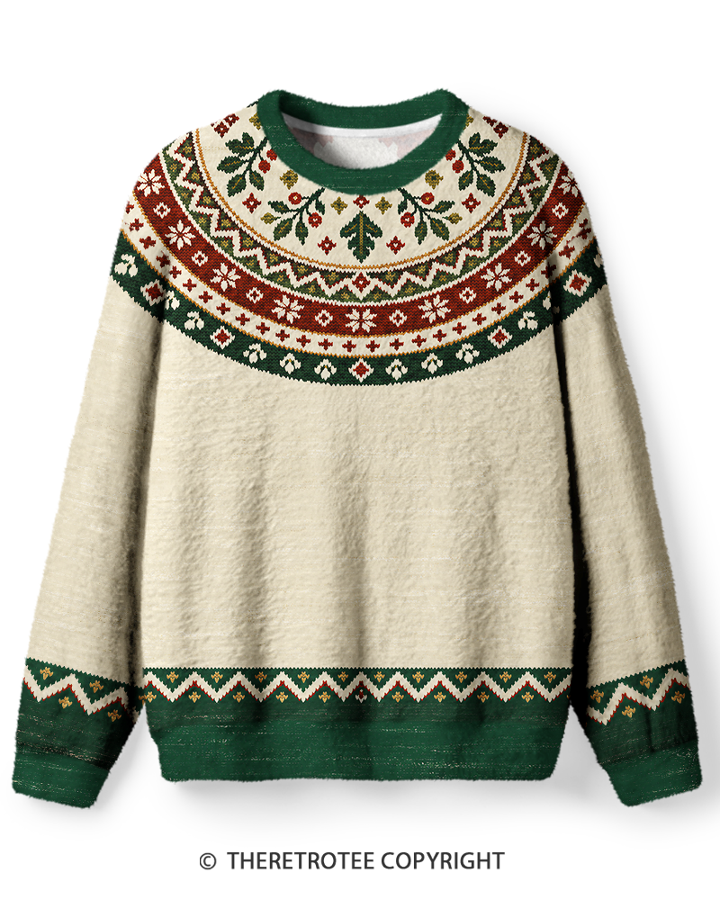 TheRetroTee Vintage Evergreen Folk Sweater