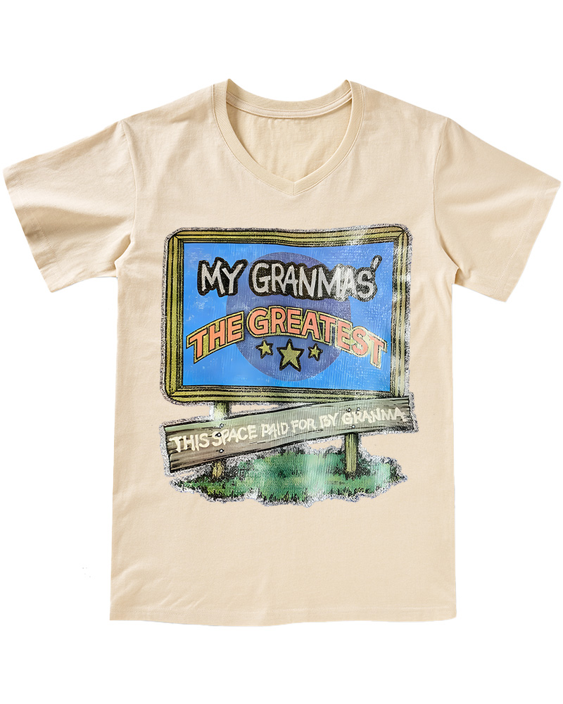TheRetroTee 70s-80s Funny Greatest Grandma V-neck T-Shirt