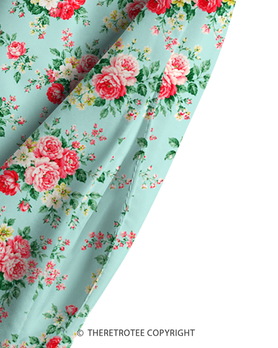 TheRetroTee Mint Rose Garden 1950s Strappy Maxi Dress