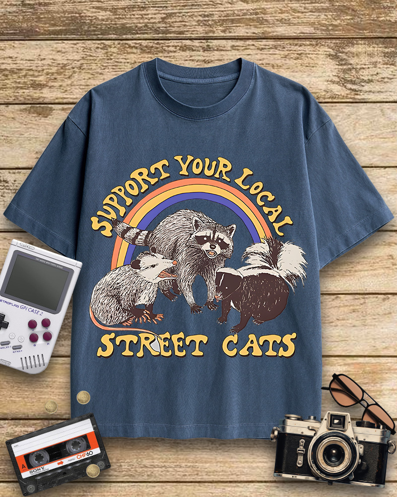 TheRetroTee Street Cats 1970s Cotton T-Shirt