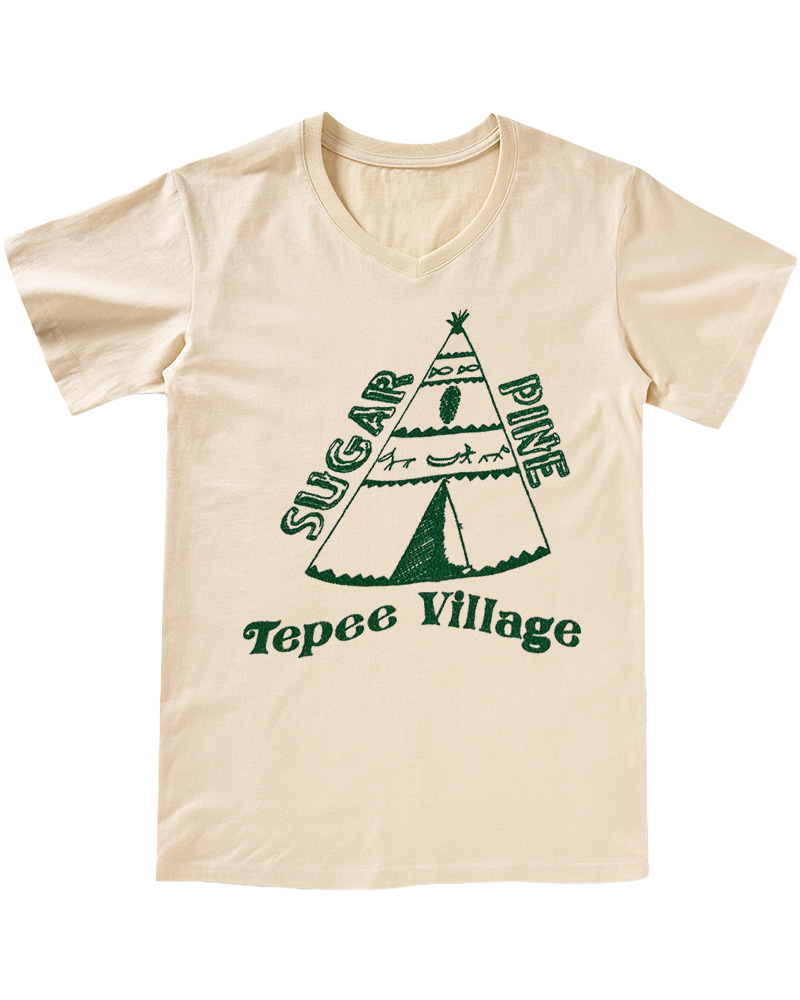 TheRetroTee 70s Sugar Pine Tepee V-neck T-Shirt