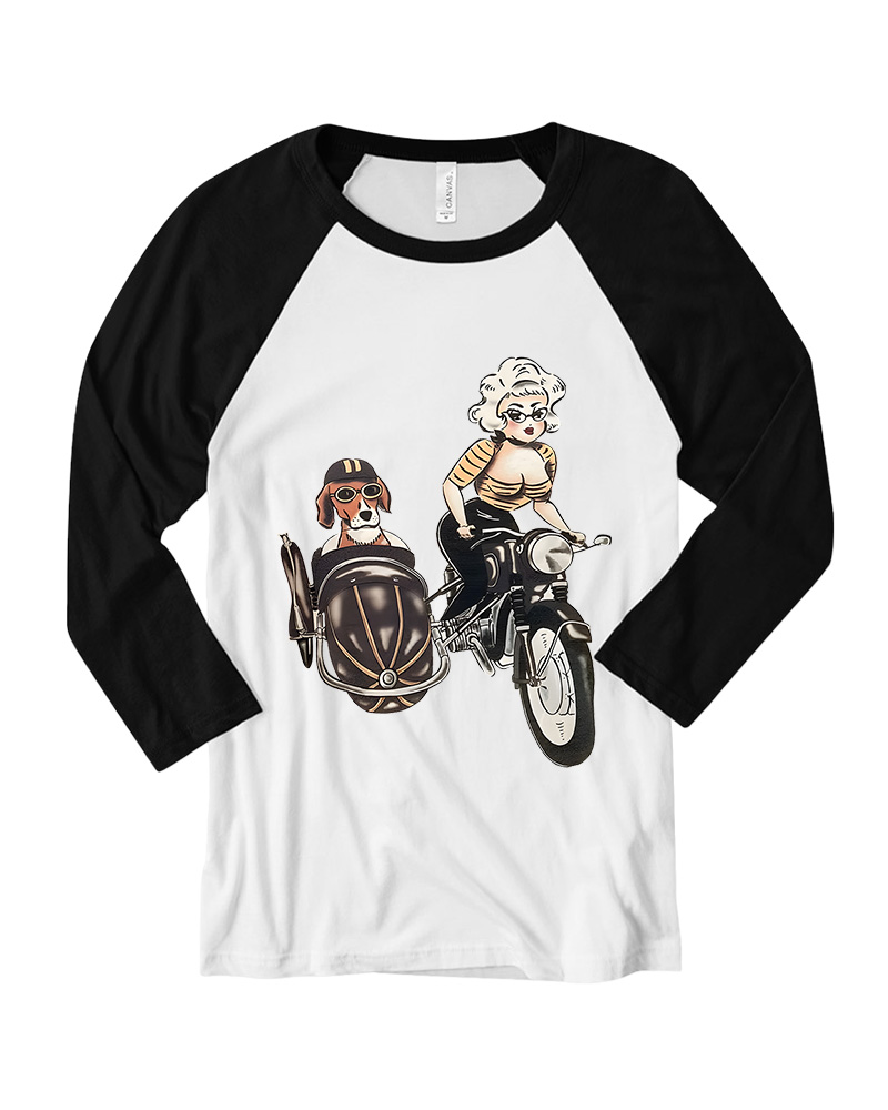 TheRetroTee On The Road Fitted 1950s Long Sleeve Raglan T-Shirt