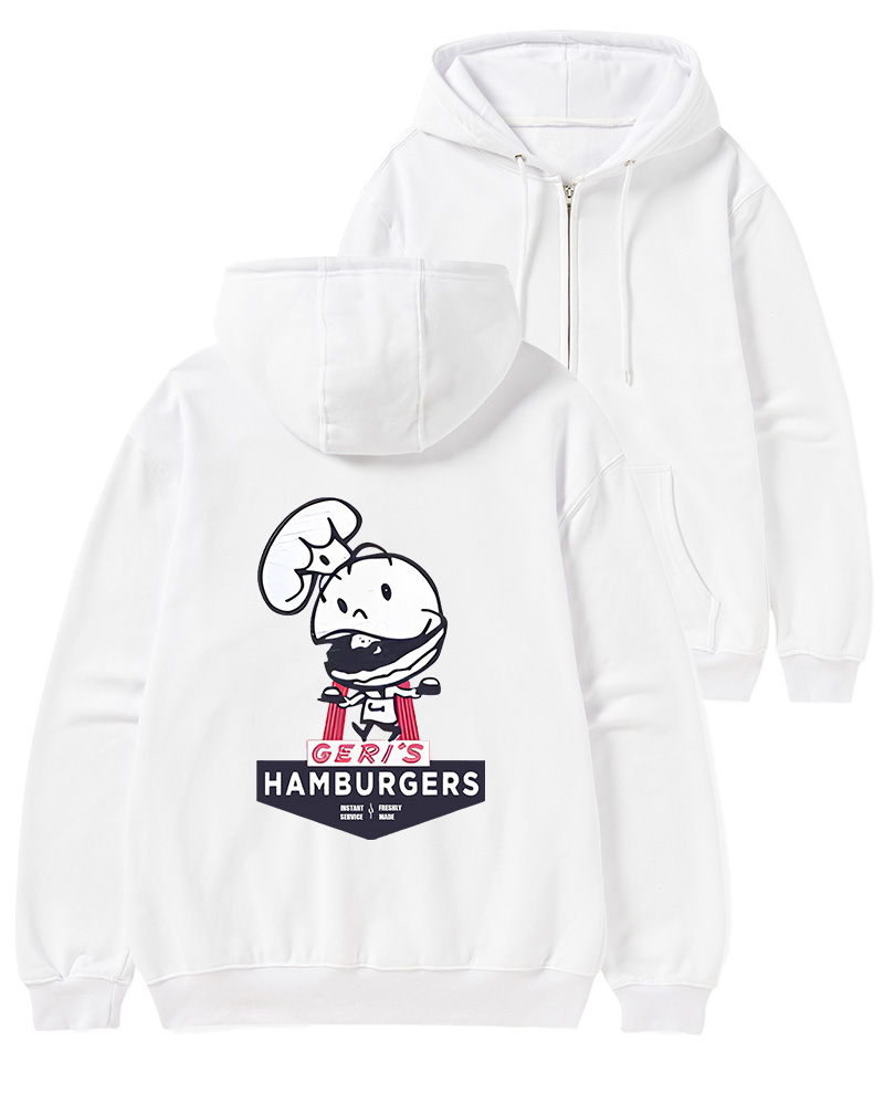 TheRetroTee Geri's Hamburgers Rockford Unisex 1970s Zip-Up Hoodie