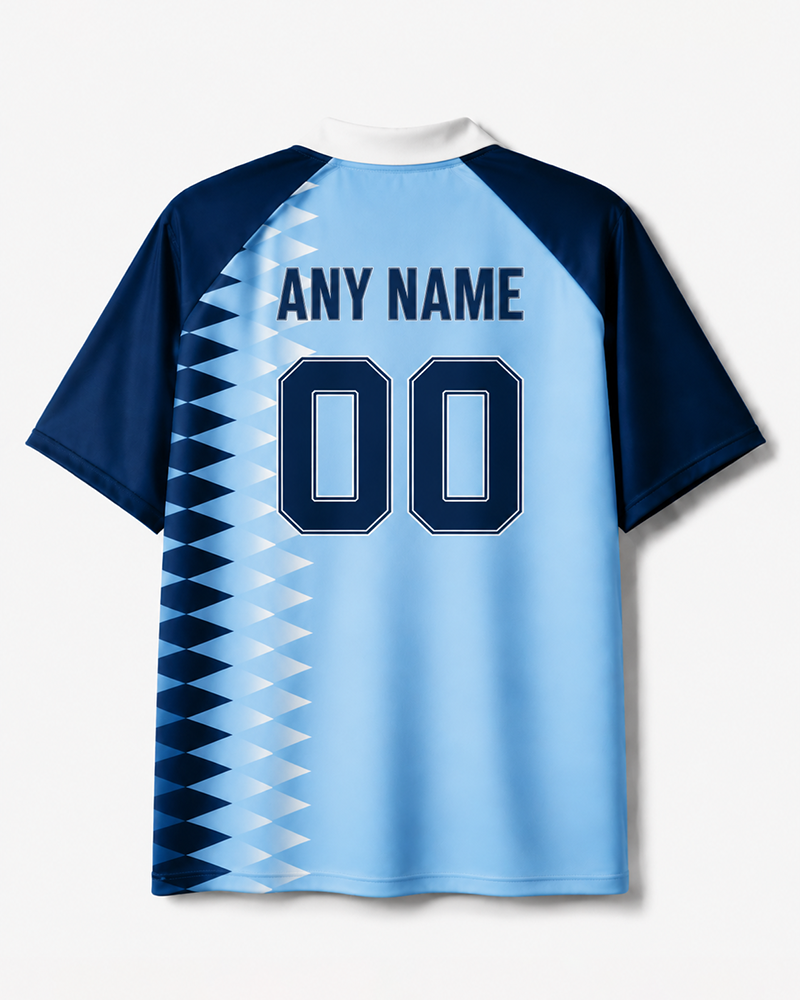 TheRetroTee Argentina Geometric Rush Collar Soccer Jersey