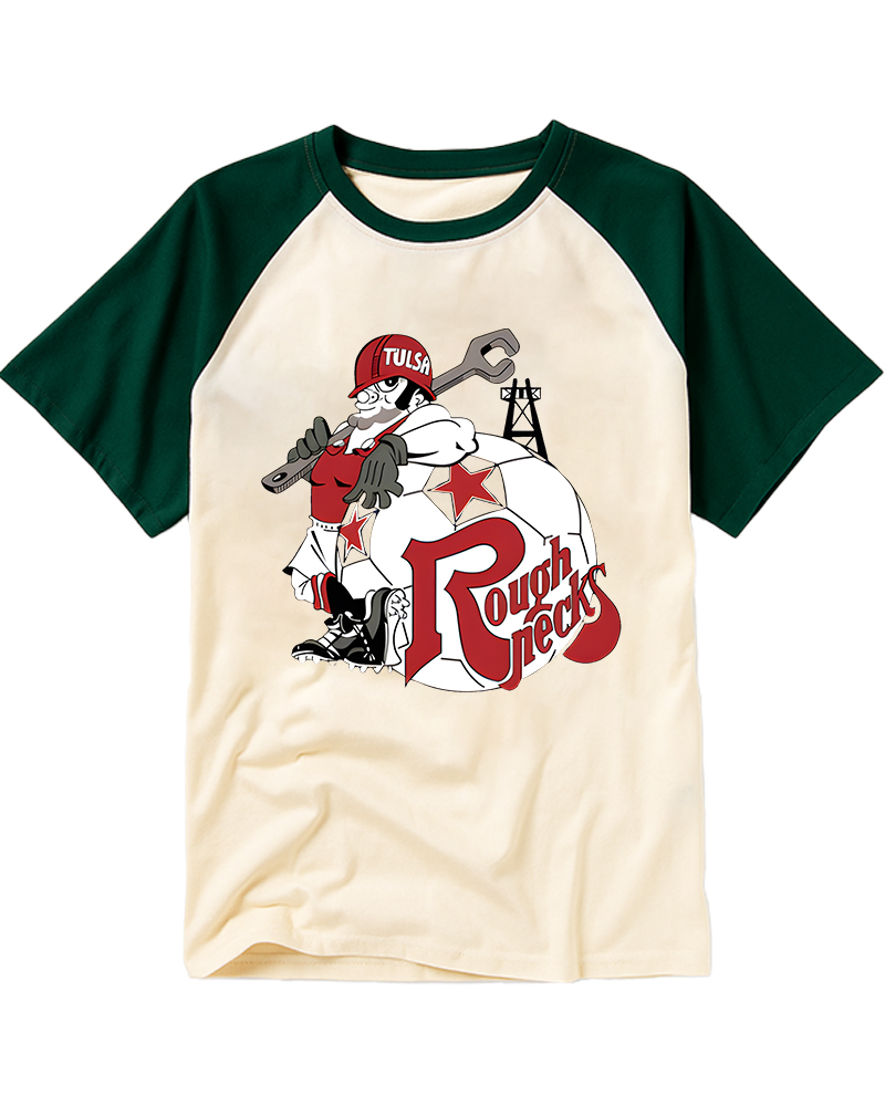 TheRetroTee 1978 Tulsa Roughnecks Raglan Baseball T-Shirt