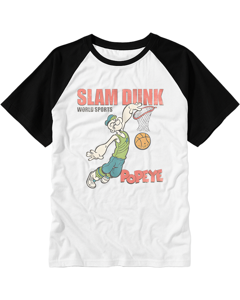 TheRetroTee Slam Dunk Popeye Raglan Baseball T-Shirt