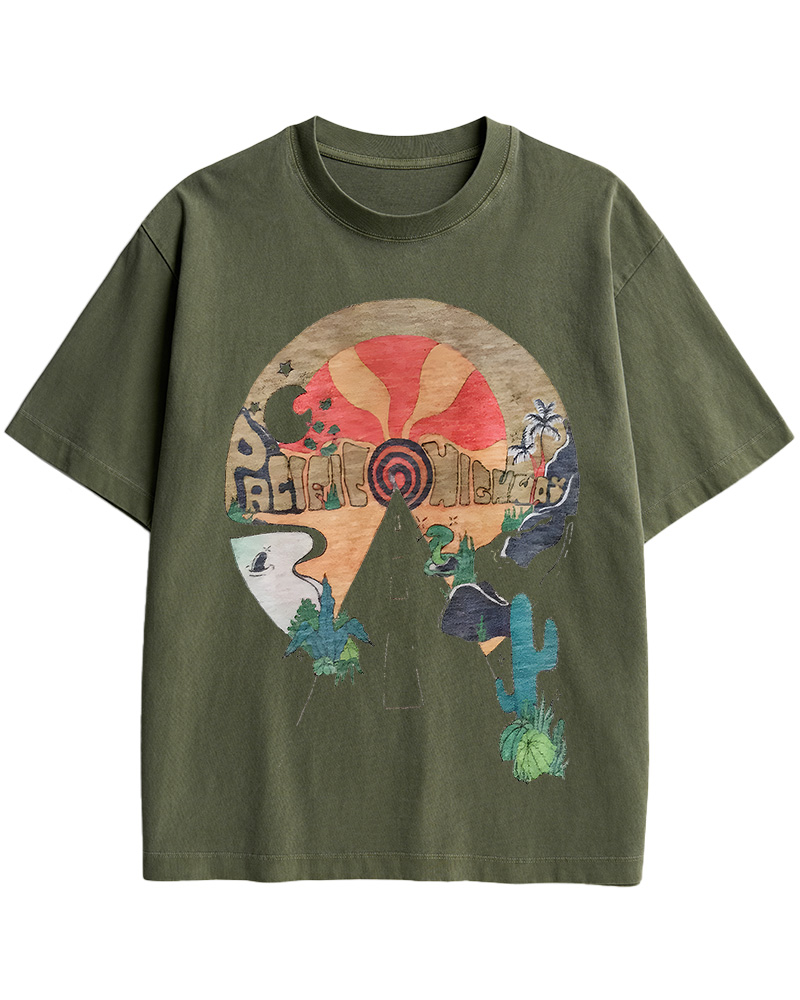 TheRetroTee Open Road Pacific Highway Cotton T-Shirt