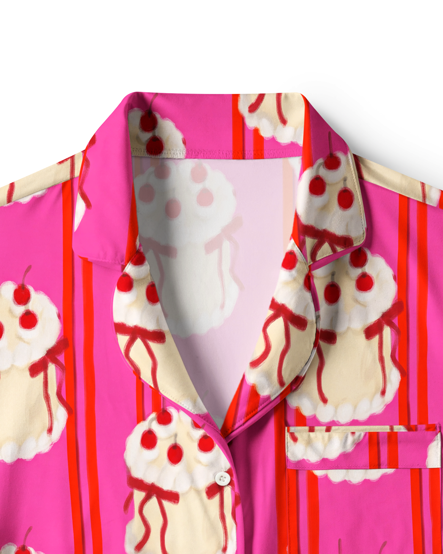 TheRetroTee Cherry Cake Stripe Vintage Pajama Set
