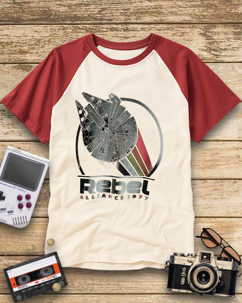 TheRetroTee Rebel Alliance 1977 Navy Nostalgic Raglan Baseball T-Shirt