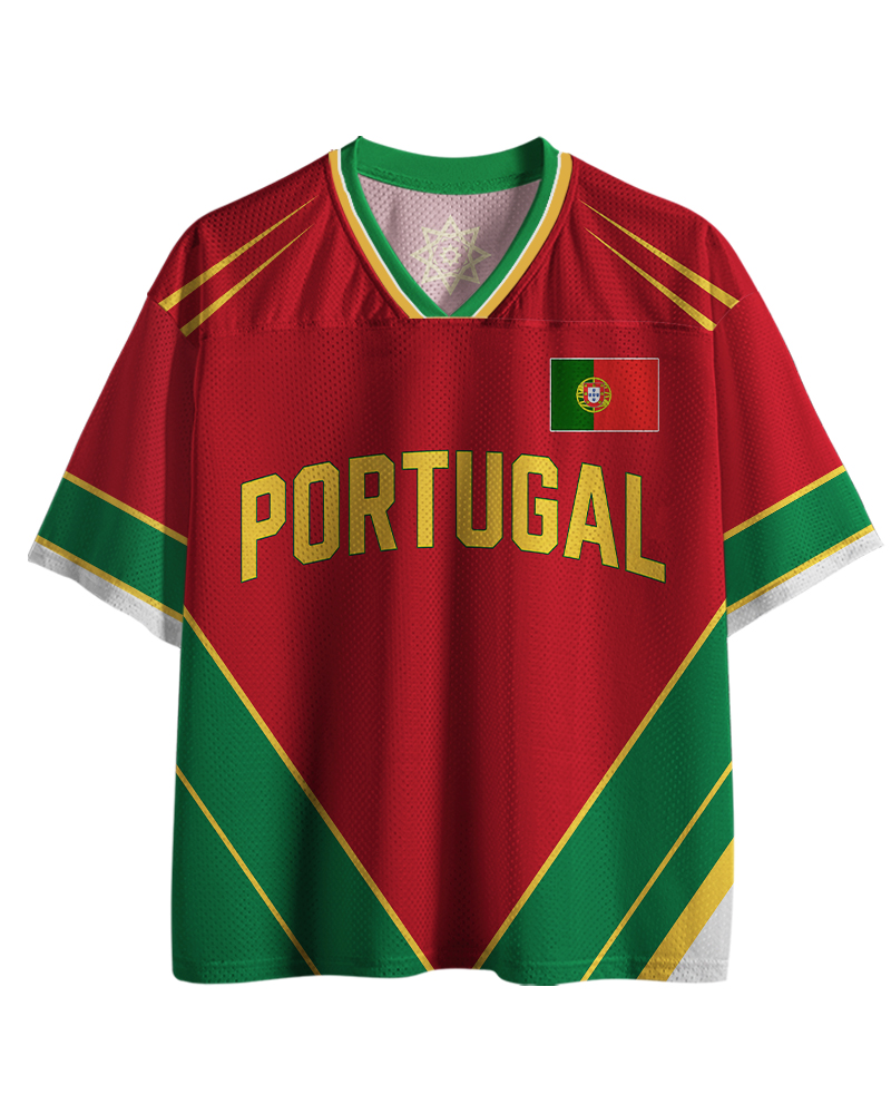 TheRetroTee Portugal Soccer Fan Personalized Mesh Jersey