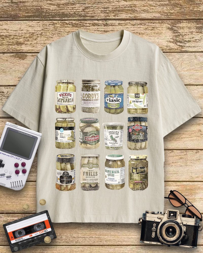TheRetroTee Vintage Canned Pickles 1990s Cotton T-Shirt