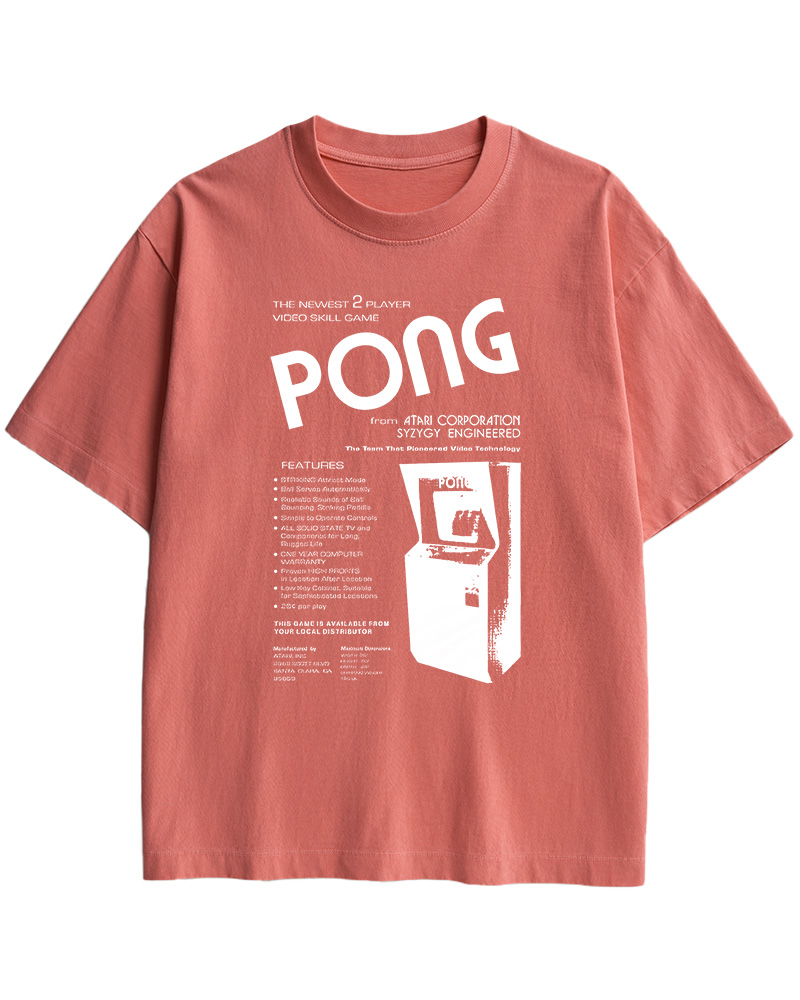 TheRetroTee Pong Arcade Cabinet 1970s Cotton T-Shirt
