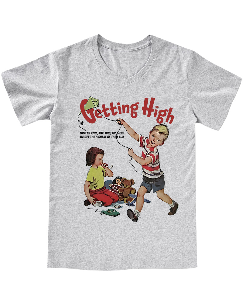 TheRetroTee Getting High 1950s V-neck T-Shirt