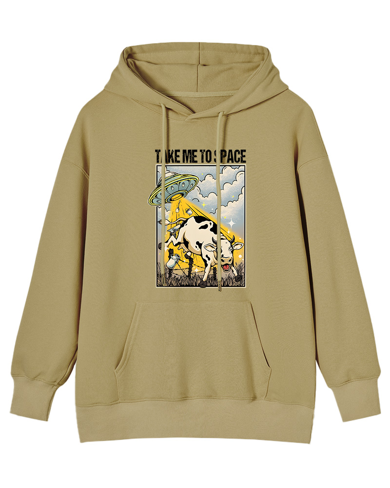 TheRetroHoodie Take Me To Space Cow Abduction 1990s Pin-up Hoodie