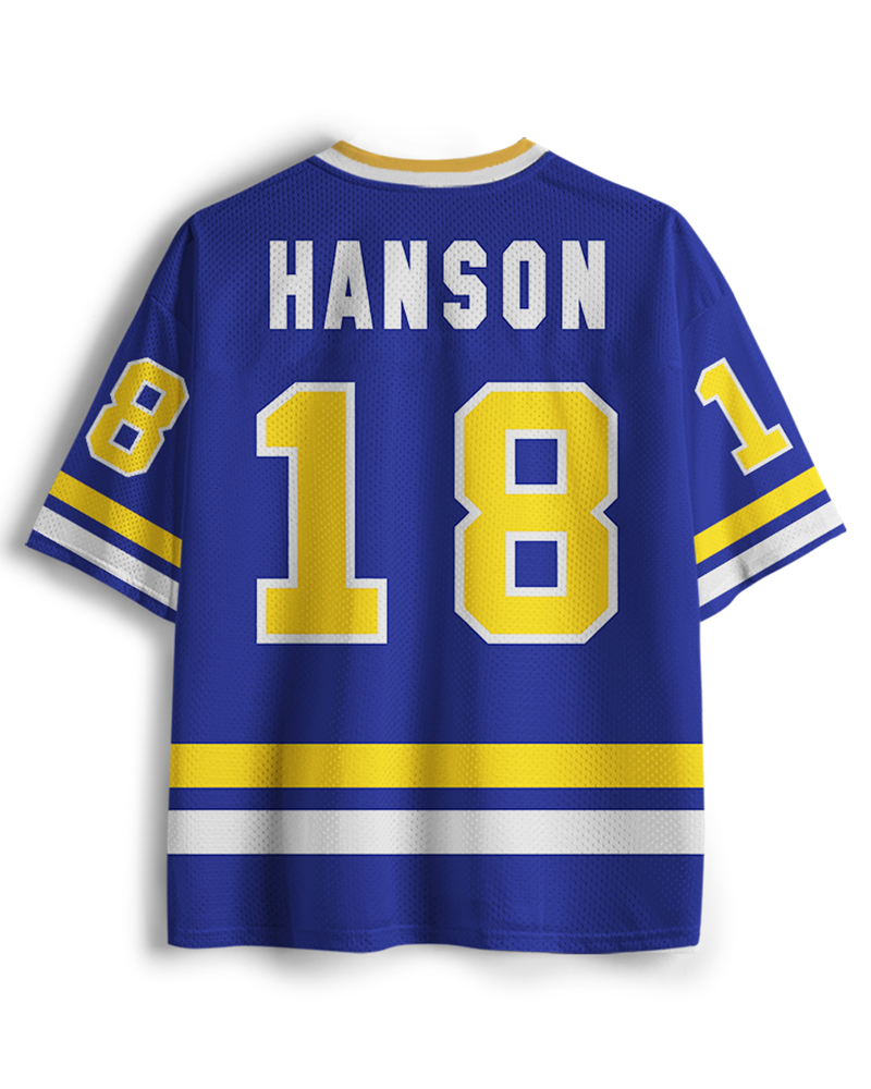 TheRetroTee Hockey #18 Blue & Yellow Fan Mesh Jersey