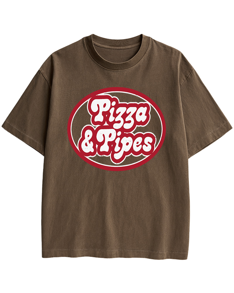 TheRetroTee Pizza & Pipes 1970s Cotton T-Shirt