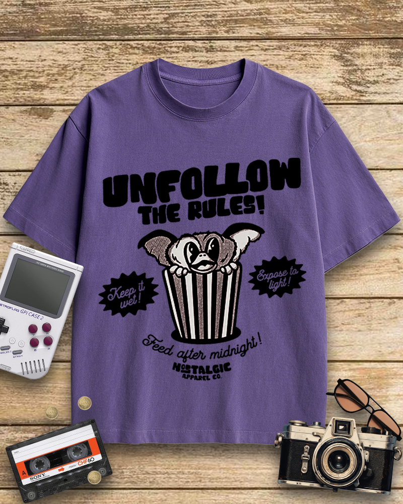 TheRetroTee Unfollow the Rules 1980s Cotton T-Shirt
