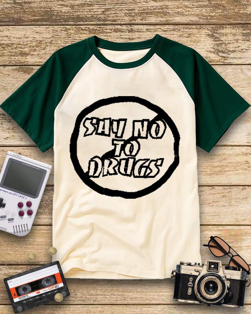 TheRetroTee Blue Say No to Stupid Decisions Raglan Baseball T-Shirt