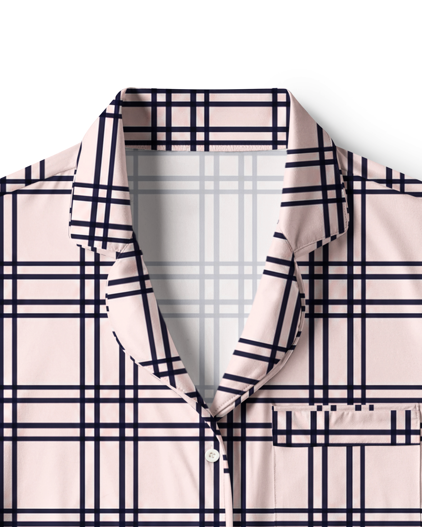 TheRetroTee Blush Navy Grid Vintage Pajama Set