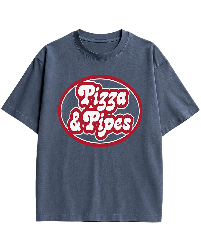 TheRetroTee Pizza & Pipes 1970s Cotton T-Shirt