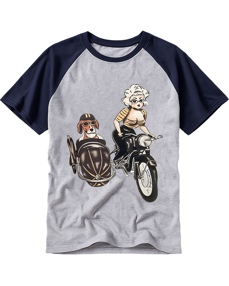 TheRetroTee On The Road Fitted 1950s Raglan Baseball T-Shirt