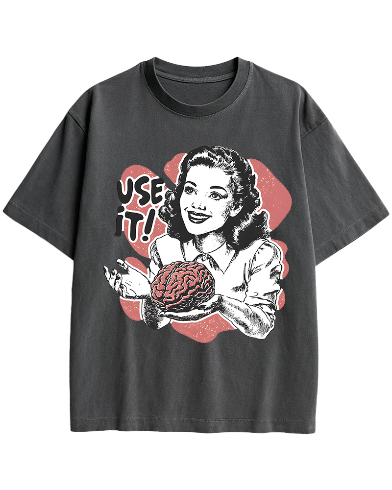 TheRetroTee Use Your Brain Sarcastic 1950s Cotton T-Shirt