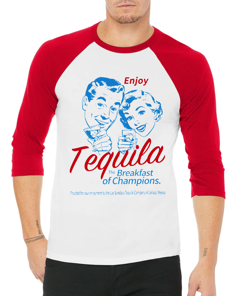 TheRetroTee Enjoy Tequila The Breakfast Of Champions 1950s Long Sleeve Raglan T-Shirt