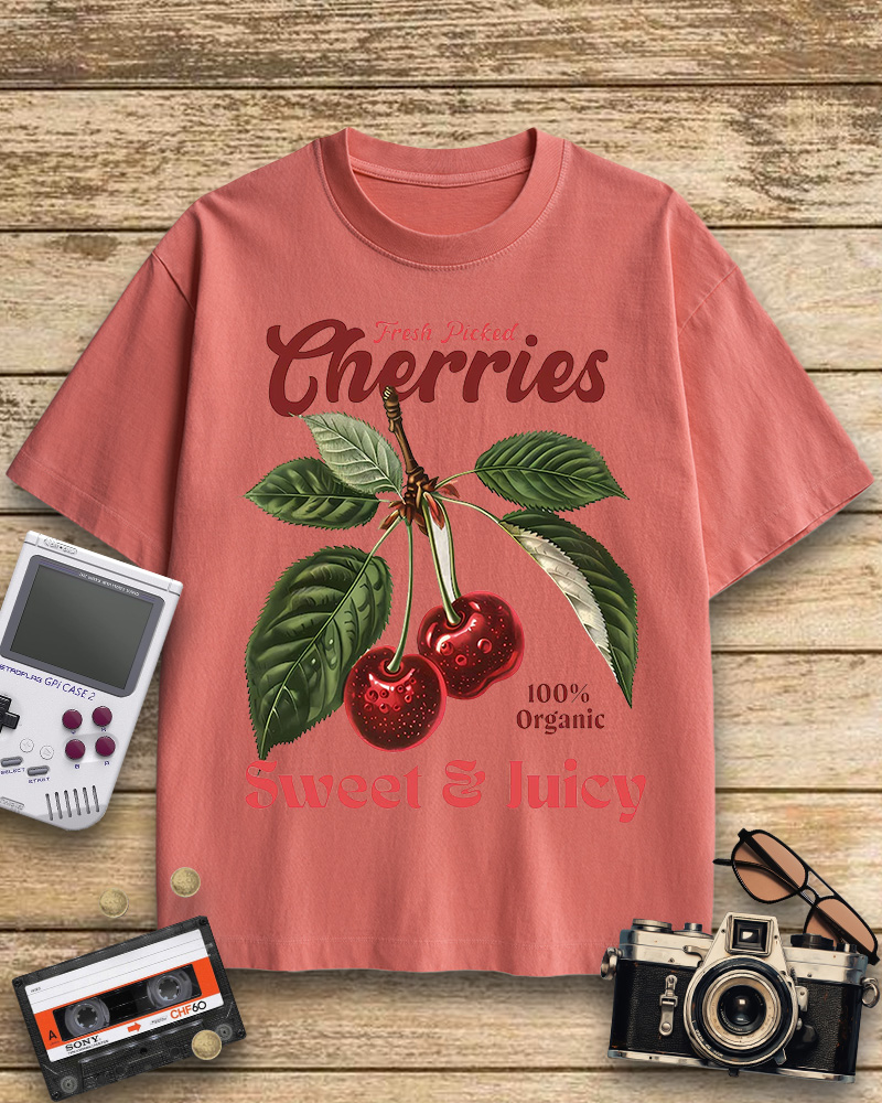TheRetroTee Vintage Cherry 1950s Cotton T-Shirt