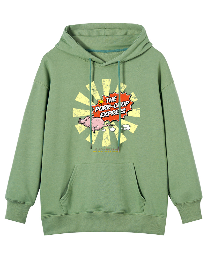 TheRetroTee Pork Chop Express 1980s Cotton Hoodie