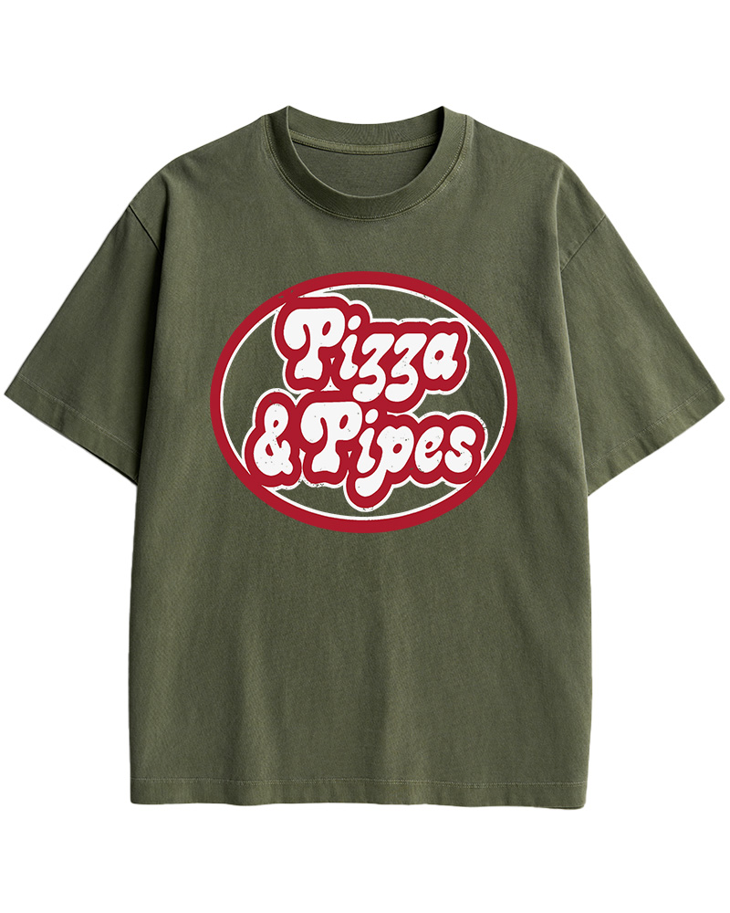 TheRetroTee Pizza & Pipes 1970s Cotton T-Shirt