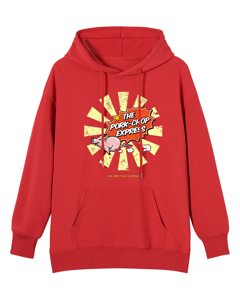TheRetroTee Pork Chop Express 1980s Cotton Hoodie