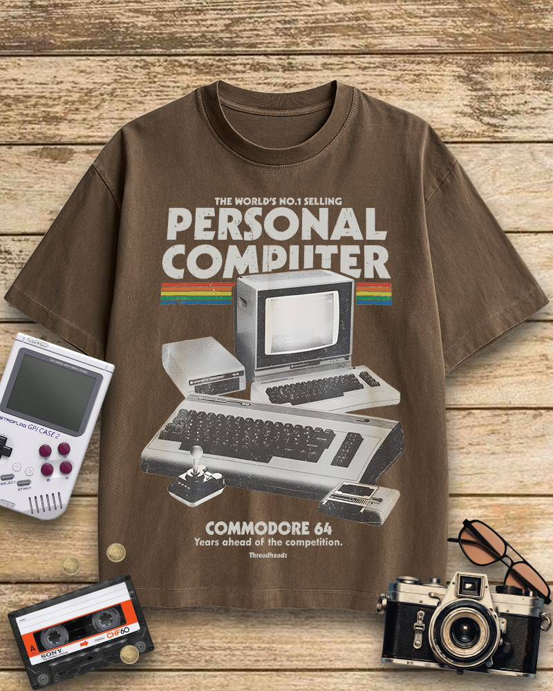 TheRetroTee Commodore 64 1980s Cotton T-Shirt