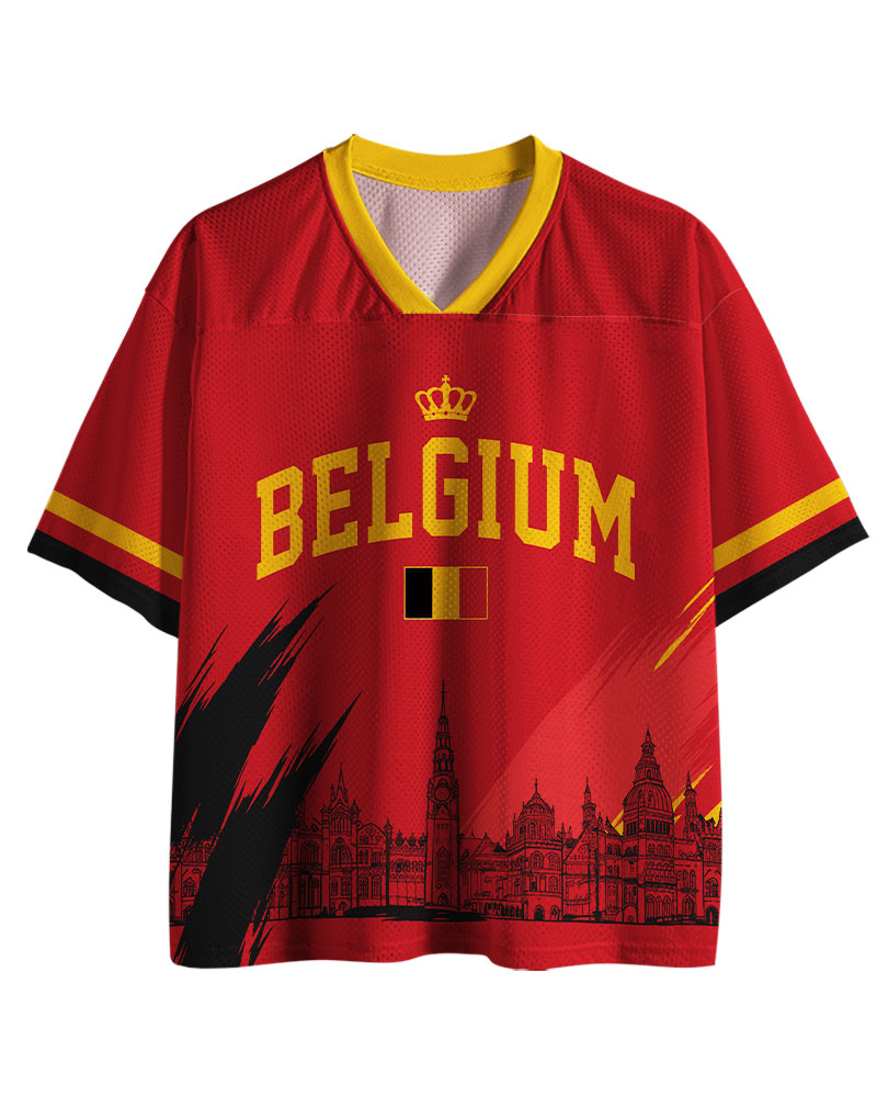 TheRetroTee Personalized Belgium Soccer  Mesh Jersey