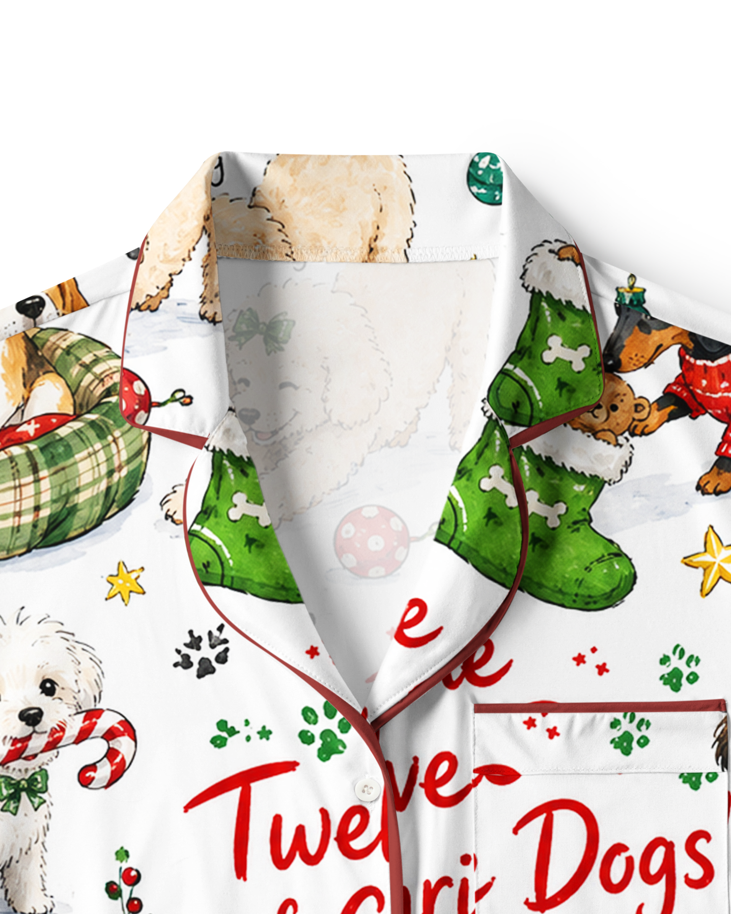 TheRetroTee Twelve Dogs of Christmas Vintage set Pajama Se