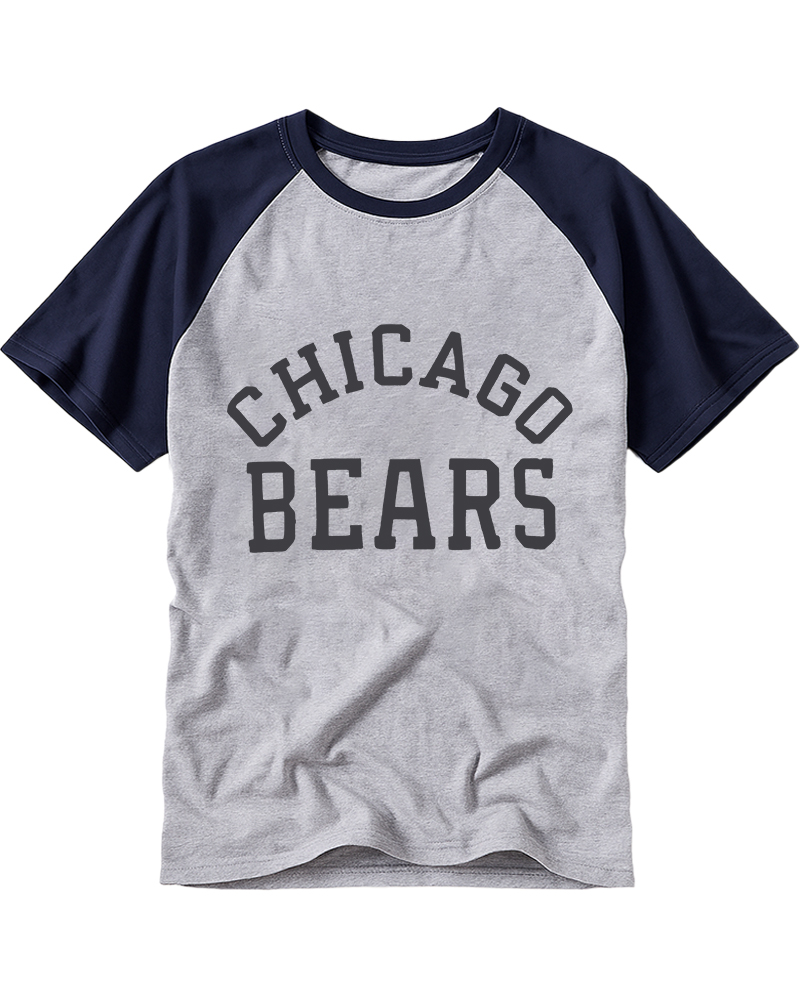 TheRetroTee Chicago Bears Classic Raglan Baseball T-Shirt