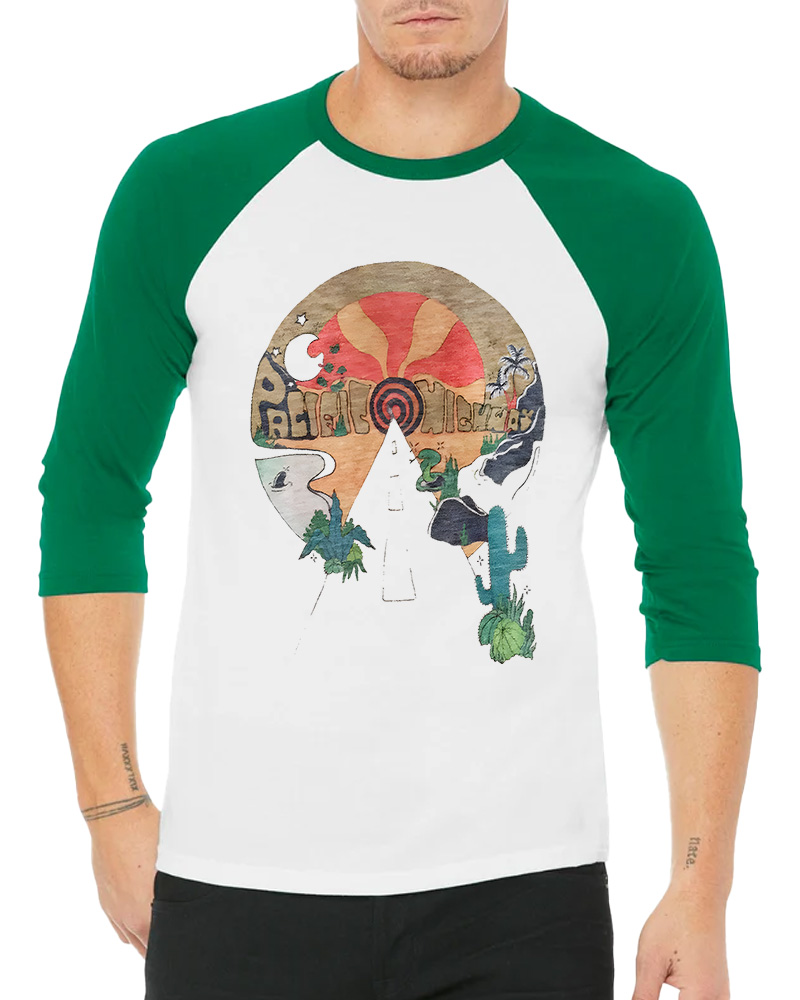 TheRetroTee Open Road Pacific Highway 1970s Long Sleeve Raglan T-Shirt