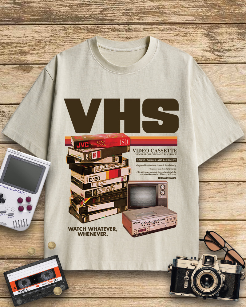 TheRetroTee VHS Tapes 1980s Cotton T-Shirt