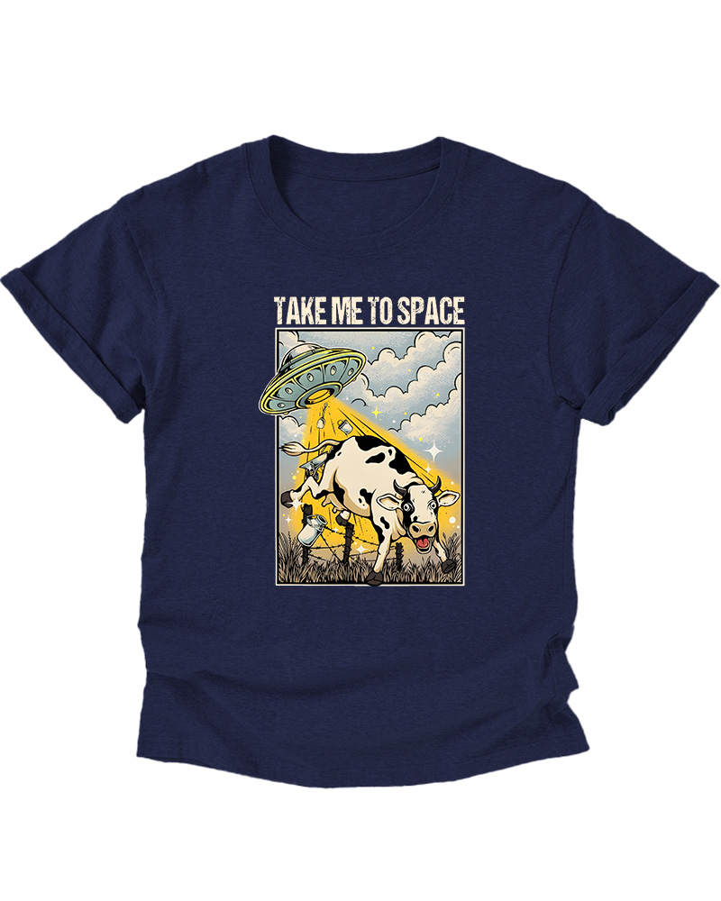 TheRetroTee Take Me To Space Cow Abduction 1950s Kids T-Shirt