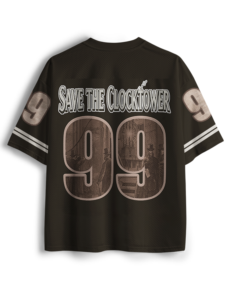 TheRetroTee Save The Clock Tower 1980s Mesh Jersey