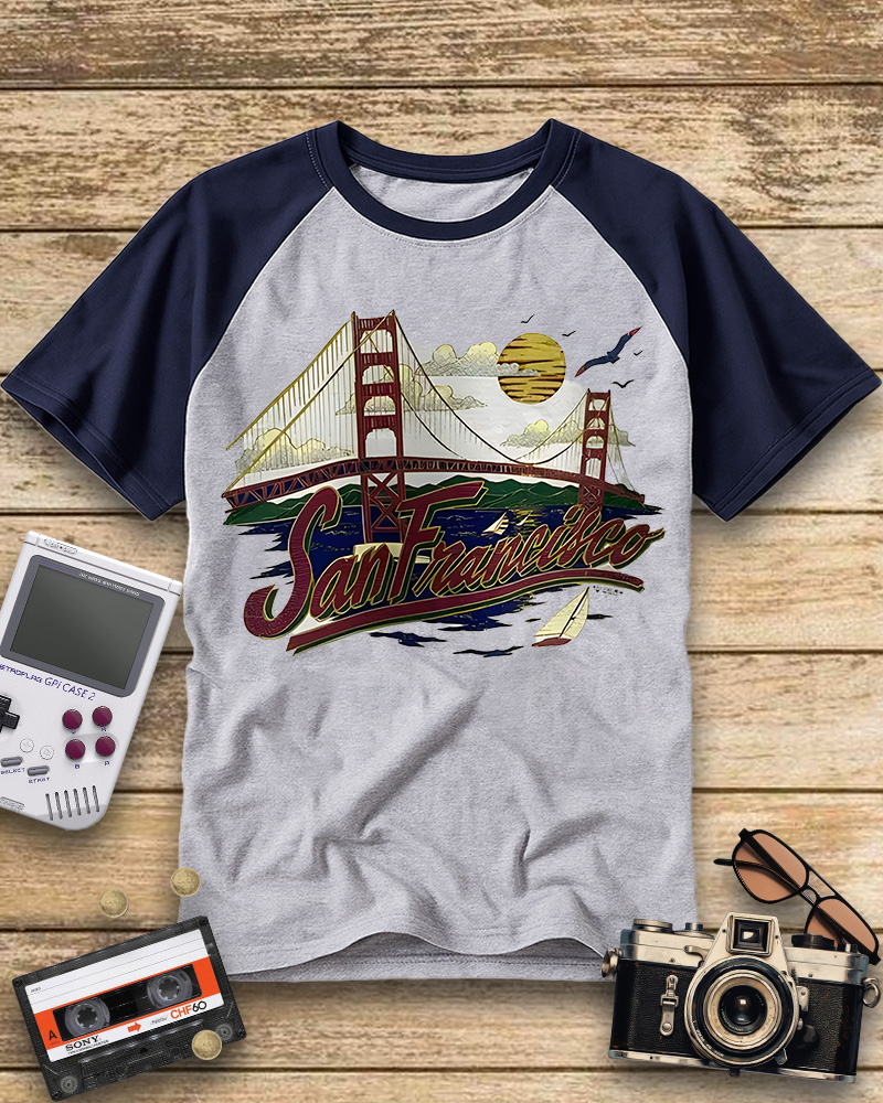 TheRetroTee San Francisco 1980s Raglan Baseball T-Shirt